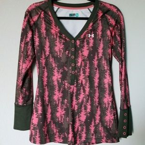 {Under Armour} Pink Green Tree Fitted Top